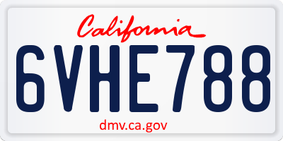 CA license plate 6VHE788