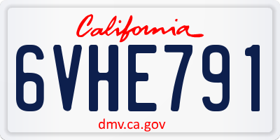 CA license plate 6VHE791