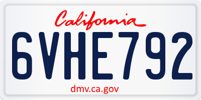 CA license plate 6VHE792
