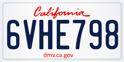 CA license plate 6VHE798