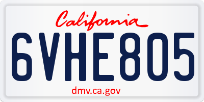 CA license plate 6VHE805