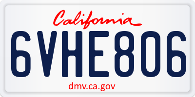 CA license plate 6VHE806