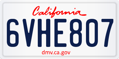CA license plate 6VHE807
