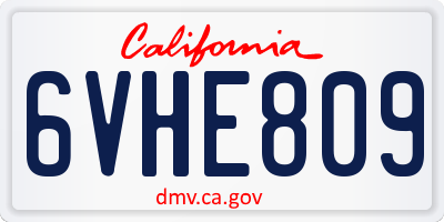 CA license plate 6VHE809