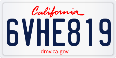 CA license plate 6VHE819