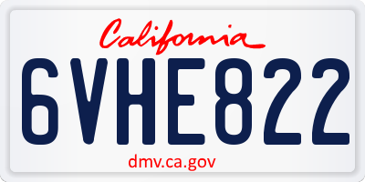 CA license plate 6VHE822