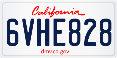 CA license plate 6VHE828