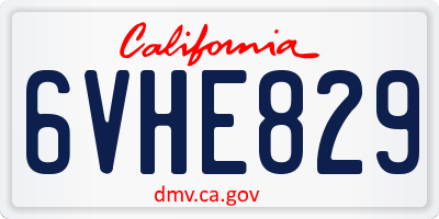 CA license plate 6VHE829