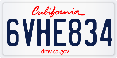CA license plate 6VHE834