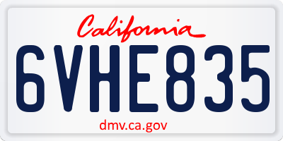 CA license plate 6VHE835