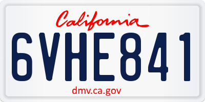 CA license plate 6VHE841