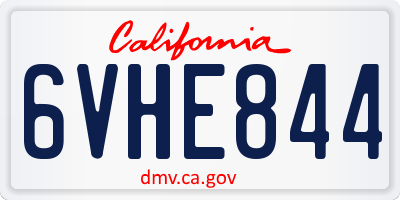 CA license plate 6VHE844