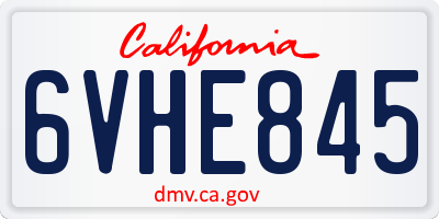 CA license plate 6VHE845