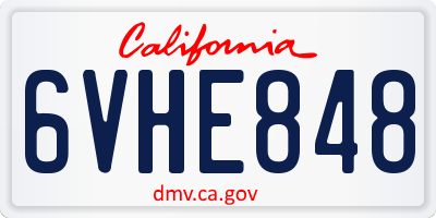 CA license plate 6VHE848