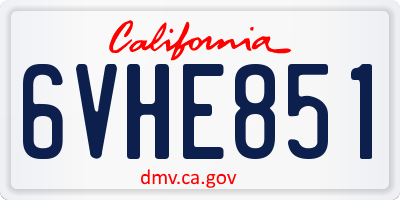 CA license plate 6VHE851