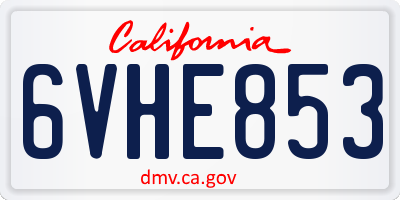 CA license plate 6VHE853