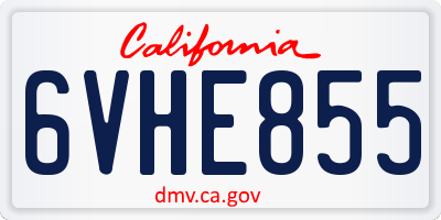 CA license plate 6VHE855