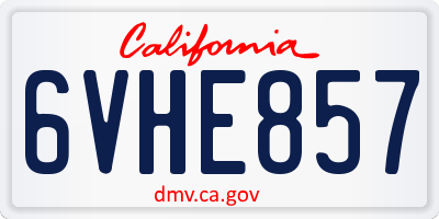 CA license plate 6VHE857