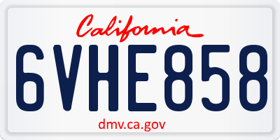 CA license plate 6VHE858