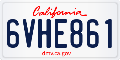 CA license plate 6VHE861