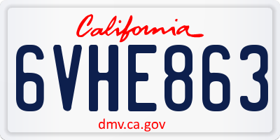 CA license plate 6VHE863