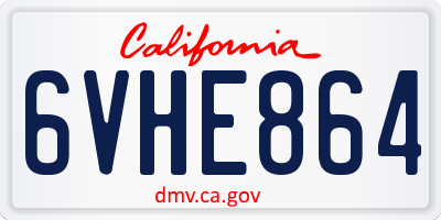 CA license plate 6VHE864