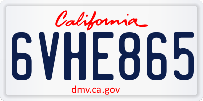 CA license plate 6VHE865