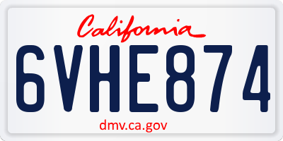 CA license plate 6VHE874