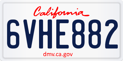CA license plate 6VHE882