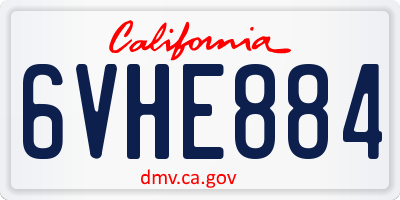 CA license plate 6VHE884