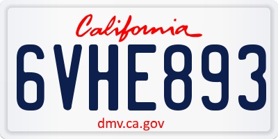CA license plate 6VHE893
