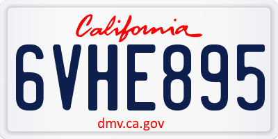 CA license plate 6VHE895