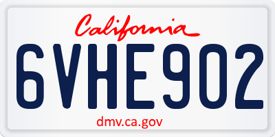 CA license plate 6VHE902