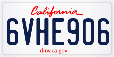CA license plate 6VHE906
