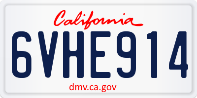 CA license plate 6VHE914