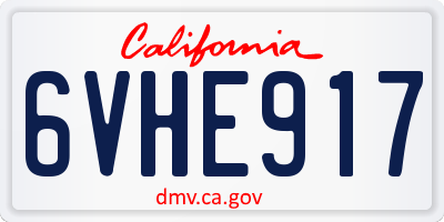 CA license plate 6VHE917