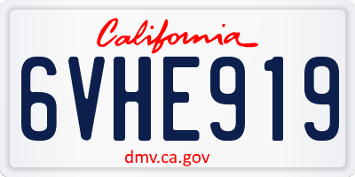 CA license plate 6VHE919