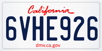 CA license plate 6VHE926