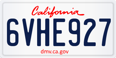 CA license plate 6VHE927
