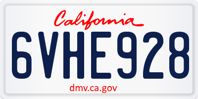 CA license plate 6VHE928