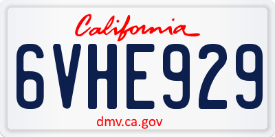 CA license plate 6VHE929