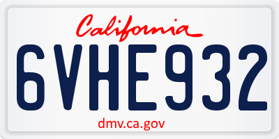 CA license plate 6VHE932