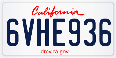 CA license plate 6VHE936
