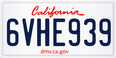 CA license plate 6VHE939