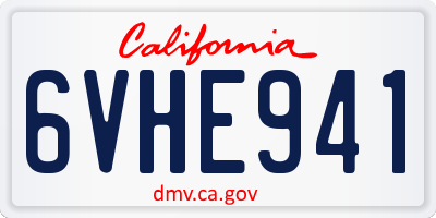 CA license plate 6VHE941