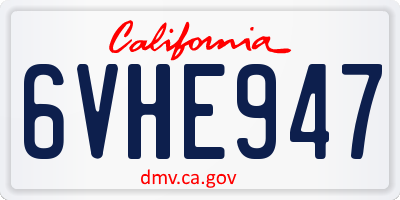 CA license plate 6VHE947
