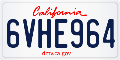 CA license plate 6VHE964