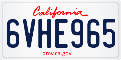 CA license plate 6VHE965