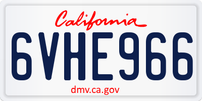CA license plate 6VHE966