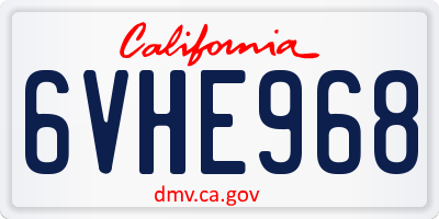 CA license plate 6VHE968